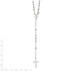 Sterling Silver Polished Bead 18 inch Rosary Necklace QH4701-18