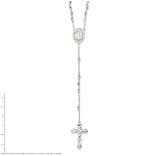 Sterling Silver Polished Rosary Necklace QH4702-18