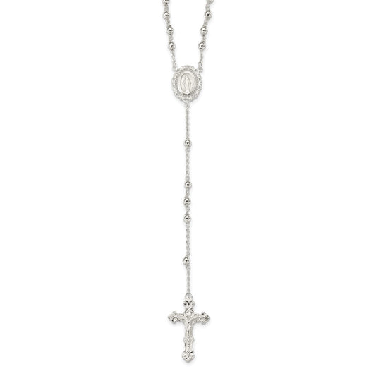Sterling Silver Polished Rosary Necklace QH4702-18
