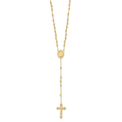 Sterling Silver Flash Gold-plated Polished Rosary Necklace QH4702GP-18
