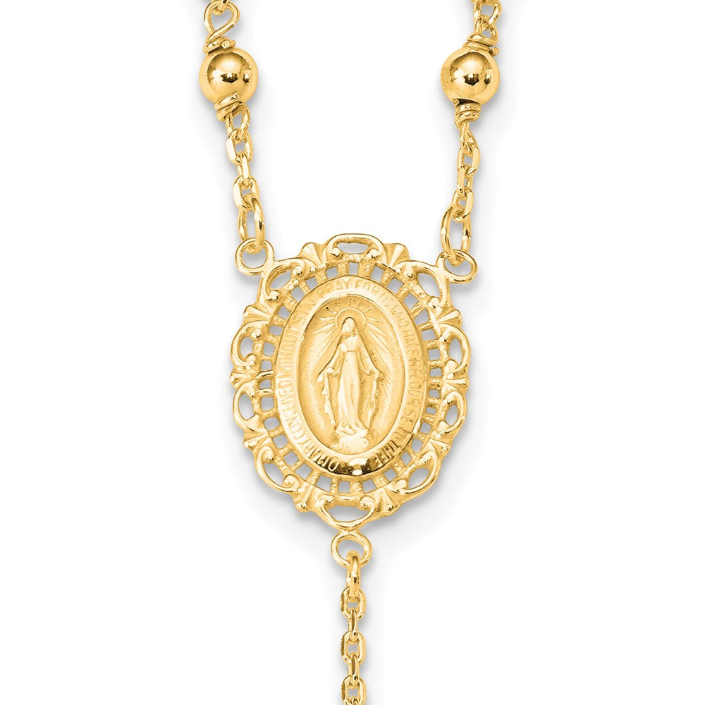Sterling Silver Flash Gold-plated Polished Rosary Necklace QH4702GP-18