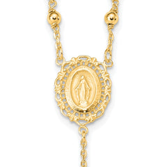 Sterling Silver Flash Gold-plated Polished Rosary Necklace QH4702GP-18