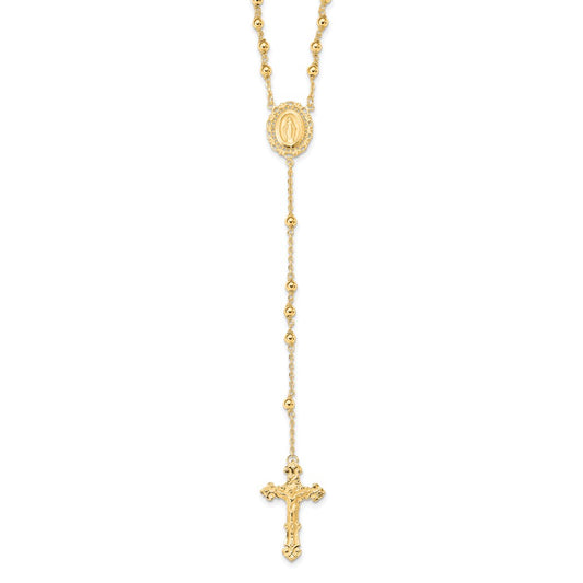 Sterling Silver Flash Gold-plated Polished Rosary Necklace QH4702GP-18