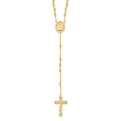 Sterling Silver Flash Gold-plated Polished Rosary Necklace QH4702GP-18