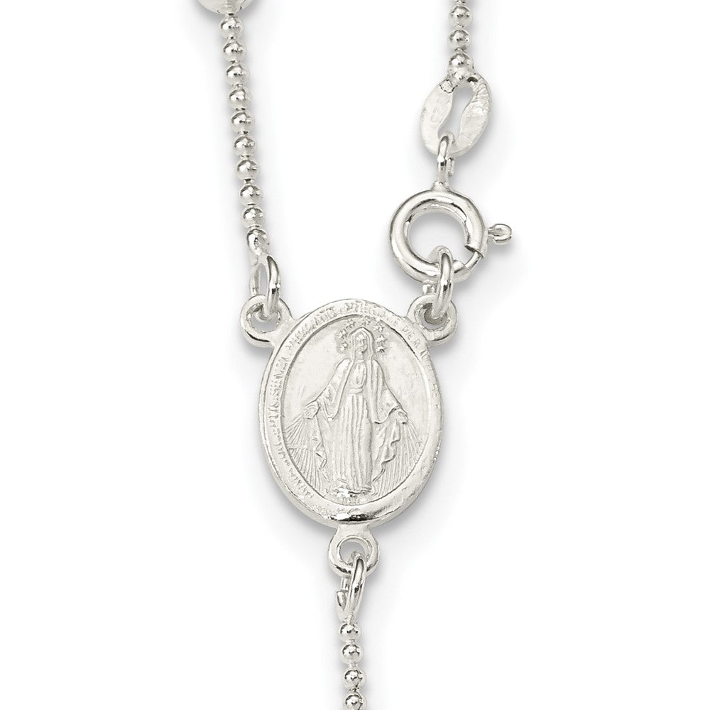 Sterling Silver Polished Bead Rosary 21 inch Necklace QH4703-21