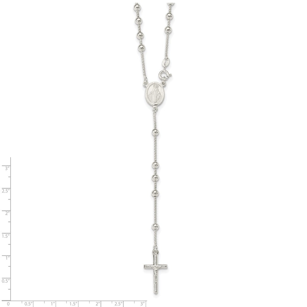 Sterling Silver Polished Bead Rosary 21 inch Necklace QH4703-21