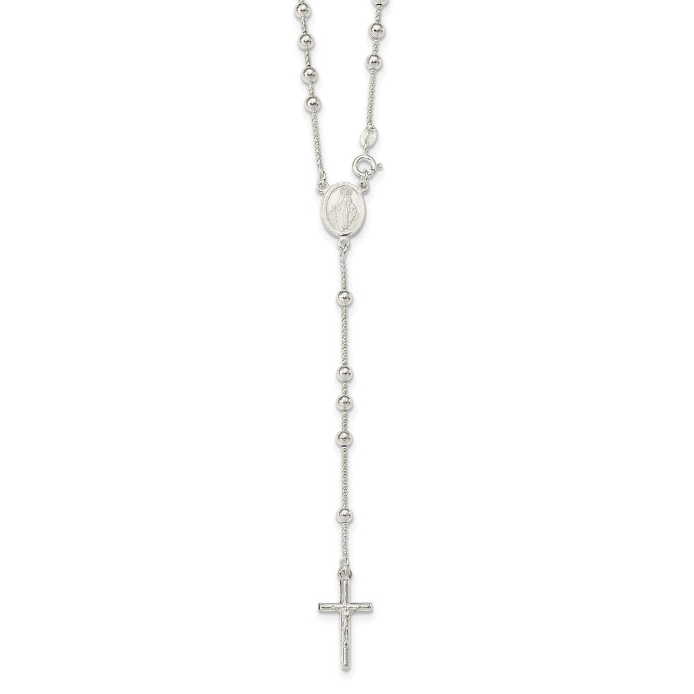 Sterling Silver Polished Bead Rosary 21 inch Necklace QH4703-21