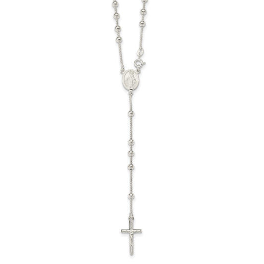 Sterling Silver Polished Bead Rosary 21 inch Necklace QH4703-21