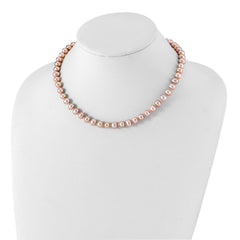 Sterling Silver Rhodium-plated 7-8mm Purple Near-Round Freshwater Cultured Pearl 18 inch NecklaceQH4759-16
