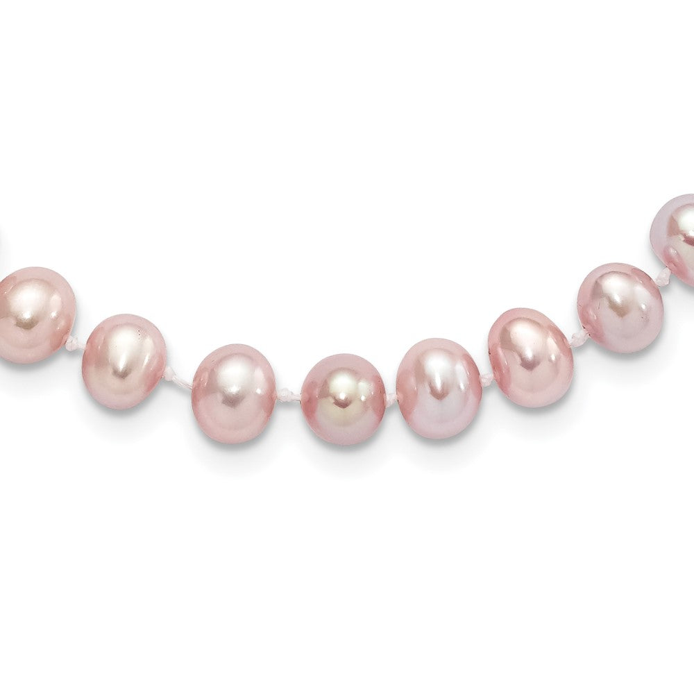 Sterling Silver Rhodium-plated 7-8mm Purple Near-Round Freshwater Cultured Pearl 16 inch NecklaceQH4759-16