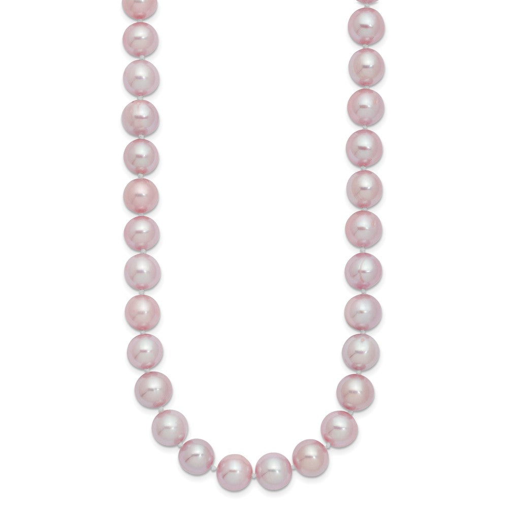 Sterling Silver Rhodium-plated 9-10mm Purple Near-Round Freshwater Cultured Pearl 18 inch NecklaceQH4761