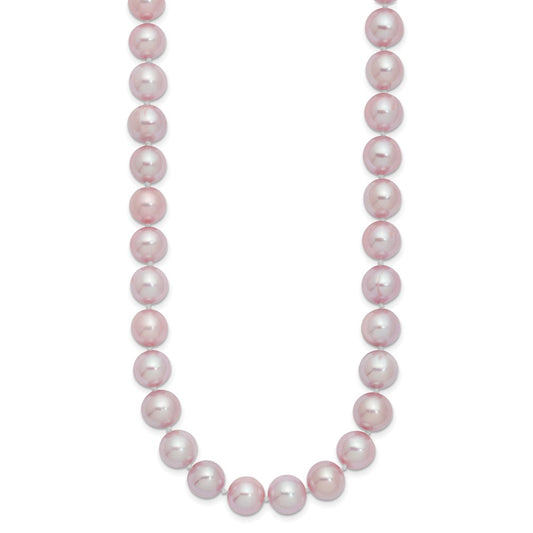 Sterling Silver Rhodium-plated 9-10mm Purple Near-Round Freshwater Cultured Pearl 18 inch NecklaceQH4761