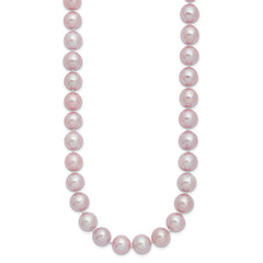 Sterling Silver Rhodium-plated 9-10mm Purple Near-Round Freshwater Cultured Pearl 18 inch NecklaceQH4761