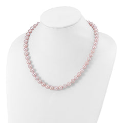 Sterling Silver Rhodium-plated 9-10mm Purple Near-Round Freshwater Cultured Pearl 20 inch NecklaceQH4761