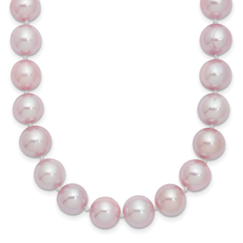Sterling Silver Rhodium-plated 9-10mm Purple Near-Round Freshwater Cultured Pearl 16 inch NecklaceQH4761