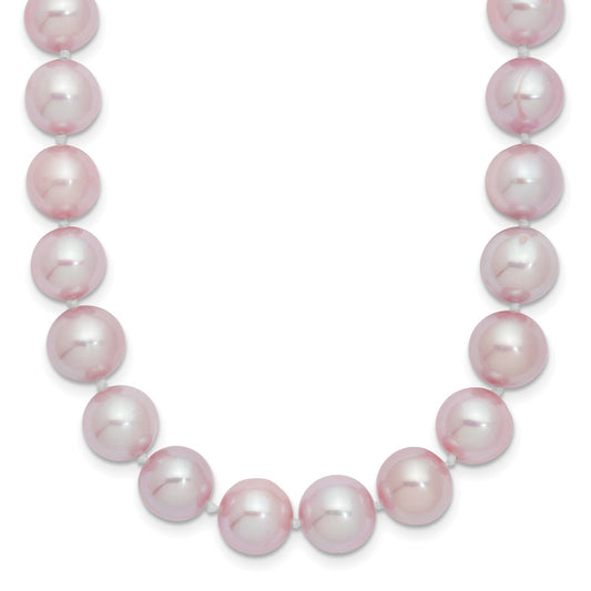 Sterling Silver Rhodium-plated 9-10mm Purple Near-Round Freshwater Cultured Pearl 16 inch NecklaceQH4761