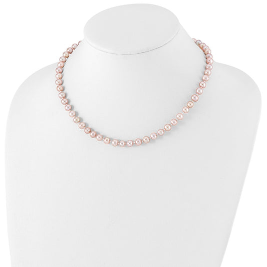 Sterling Silver Rhodium-plated 6-7mm Purple Near-Round Freshwater Cultured Pearl 18 inch NecklaceQH4763-16