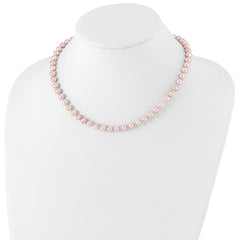 Sterling Silver Rhodium-plated 6-7mm Purple Near-Round Freshwater Cultured Pearl 18 inch NecklaceQH4763-16