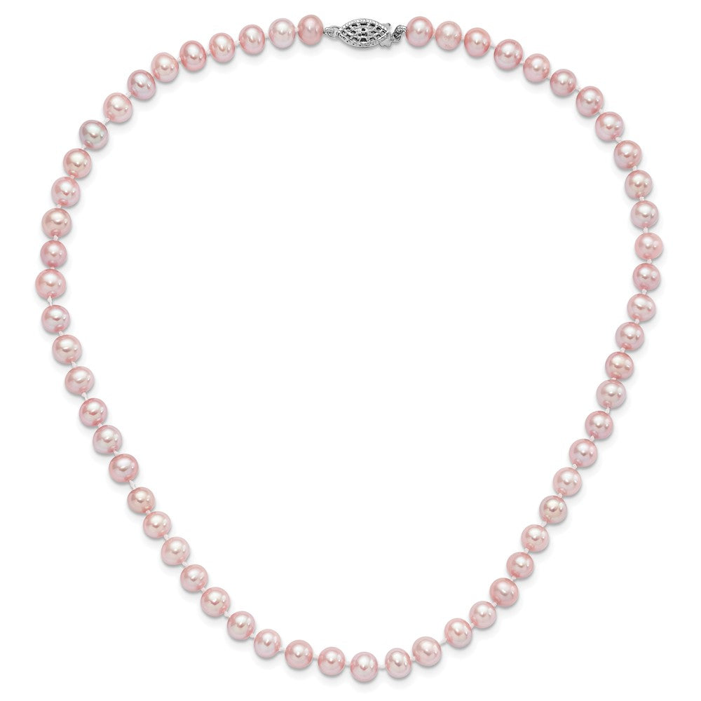 Sterling Silver Rhodium-plated 6-7mm Purple Near-Round Freshwater Cultured Pearl 20 inch NecklaceQH4763-16