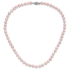 Sterling Silver Rhodium-plated 6-7mm Purple Near-Round Freshwater Cultured Pearl 20 inch NecklaceQH4763-16