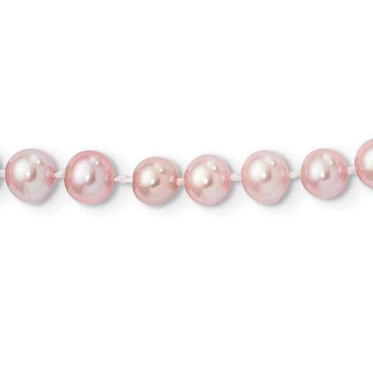 Sterling Silver Rhodium-plated 6-7mm Purple Near-Round Freshwater Cultured Pearl 16 inch NecklaceQH4763-16