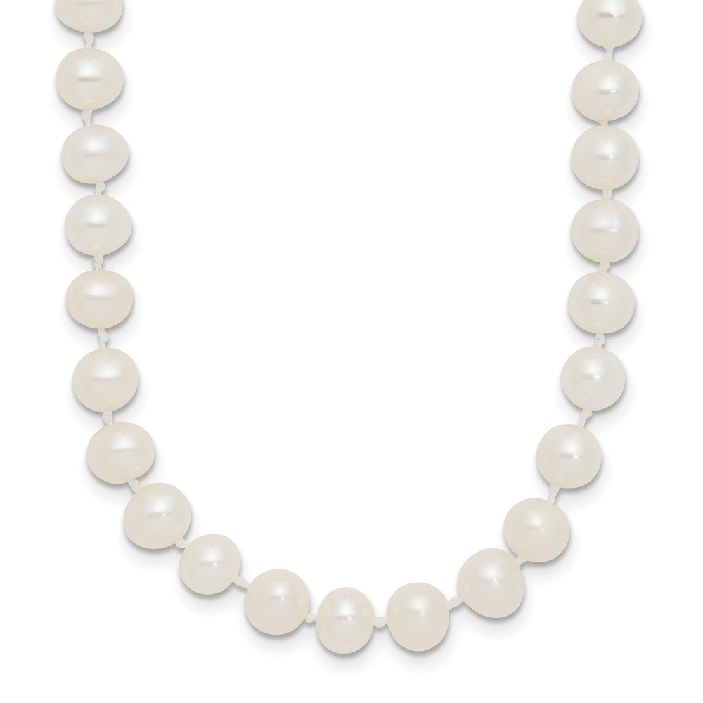Sterling Silver Rhodium-plated 5-6mm White Near-Round Freshwater Cultured Pearl 28 inch Necklace QH4769