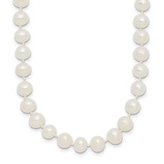 Sterling Silver Rhodium-plated 5-6mm White Near-Round Freshwater Cultured Pearl 28 inch Necklace QH4769