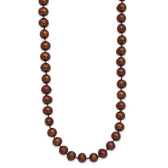 Sterling Silver Rhodium-plated 6-7mm Brown Near-Round Freshwater Cultured Pearl 20 inch NecklaceQH4817