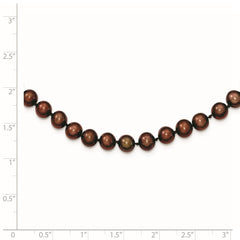 Sterling Silver Rhodium-plated 6-7mm Brown Near-Round Freshwater Cultured Pearl 16 inch Necklace QH4817-16