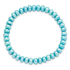 6-7mm Teal Button Freshwater Cultured Pearl Stretch Bracelet QH4902