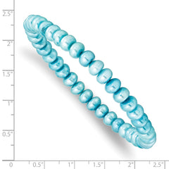 6-7mm Teal Button Freshwater Cultured Pearl Stretch Bracelet QH4902