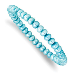 6-7mm Teal Button Freshwater Cultured Pearl Stretch Bracelet QH4902