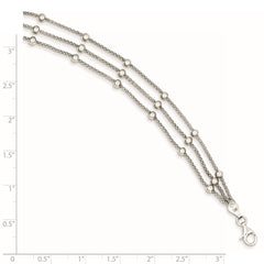 Sterling Silver Polished Beaded 3-strand Bracelet QH4953-7