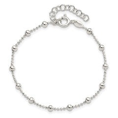 Sterling Silver Polished Beaded 6 Inch with 1 in Ext Bracelet QH4958-7