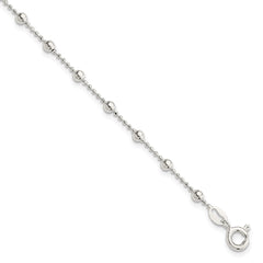 Sterling Silver Polished Beaded 6 Inch with 1 in Ext Bracelet QH4958-7