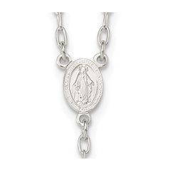 Sterling Silver Polished Rosary Tri-color Beads Necklace QH4987