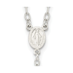 Sterling Silver Tri-color Polished Textured Bead Rosary 26 inch Necklace QH4989