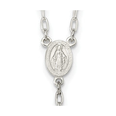 Sterling Silver Polished and Textured Bead Rosary 26 inch Necklace QH4990