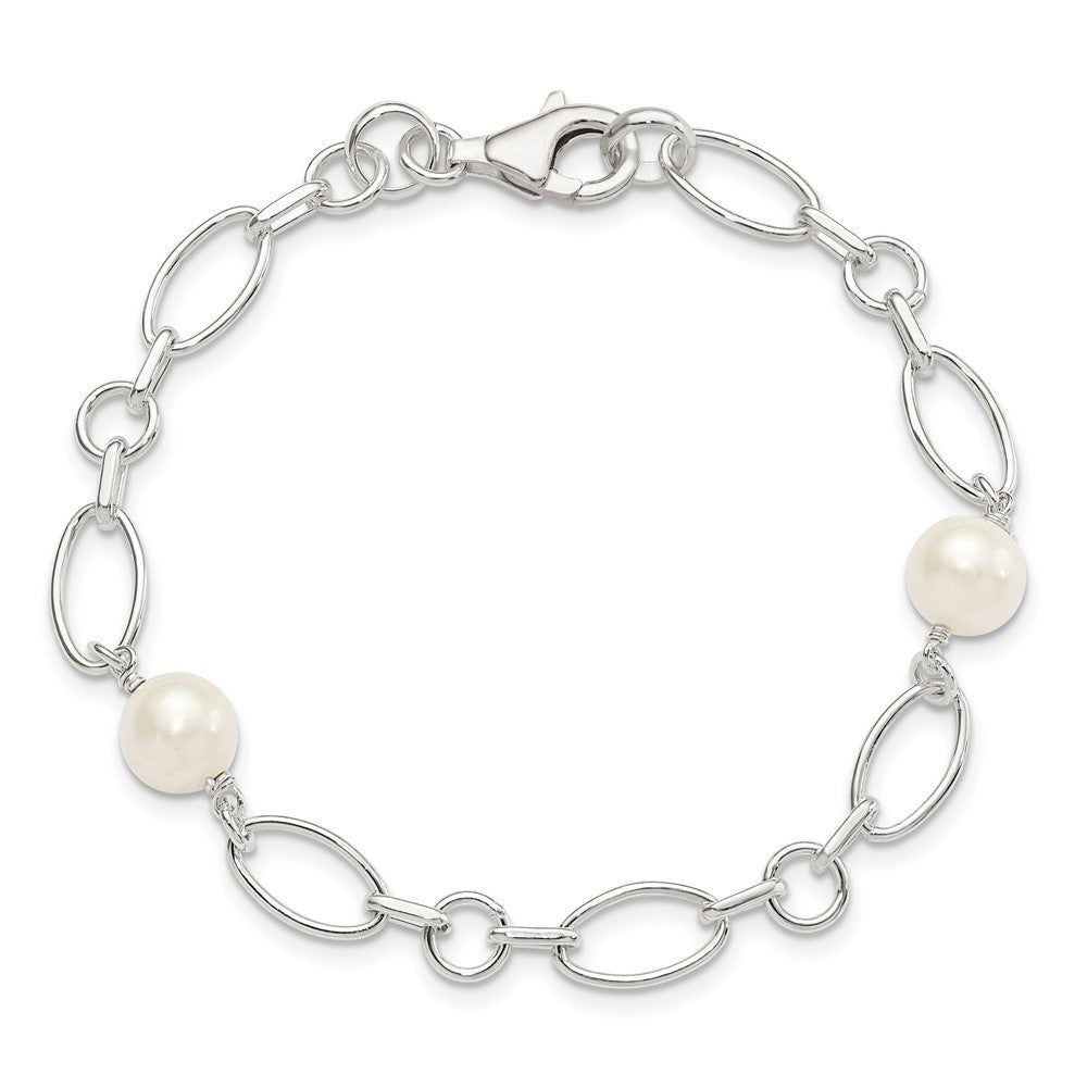 Sterling Silver Polished FW Cultured Pearl Bracelet QH5051-7.5