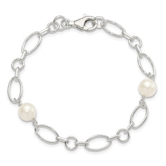 Sterling Silver Polished FW Cultured Pearl Bracelet QH5051-7.5