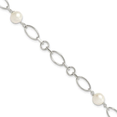 Sterling Silver Polished FW Cultured Pearl Bracelet QH5051-7.5