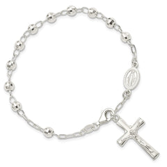 Sterling Silver Polished Beaded Rosary 7.5 inch Bracelet QH5140-7.5