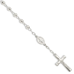 Sterling Silver Polished Beaded Rosary 7.5 inch Bracelet QH5140-7.5