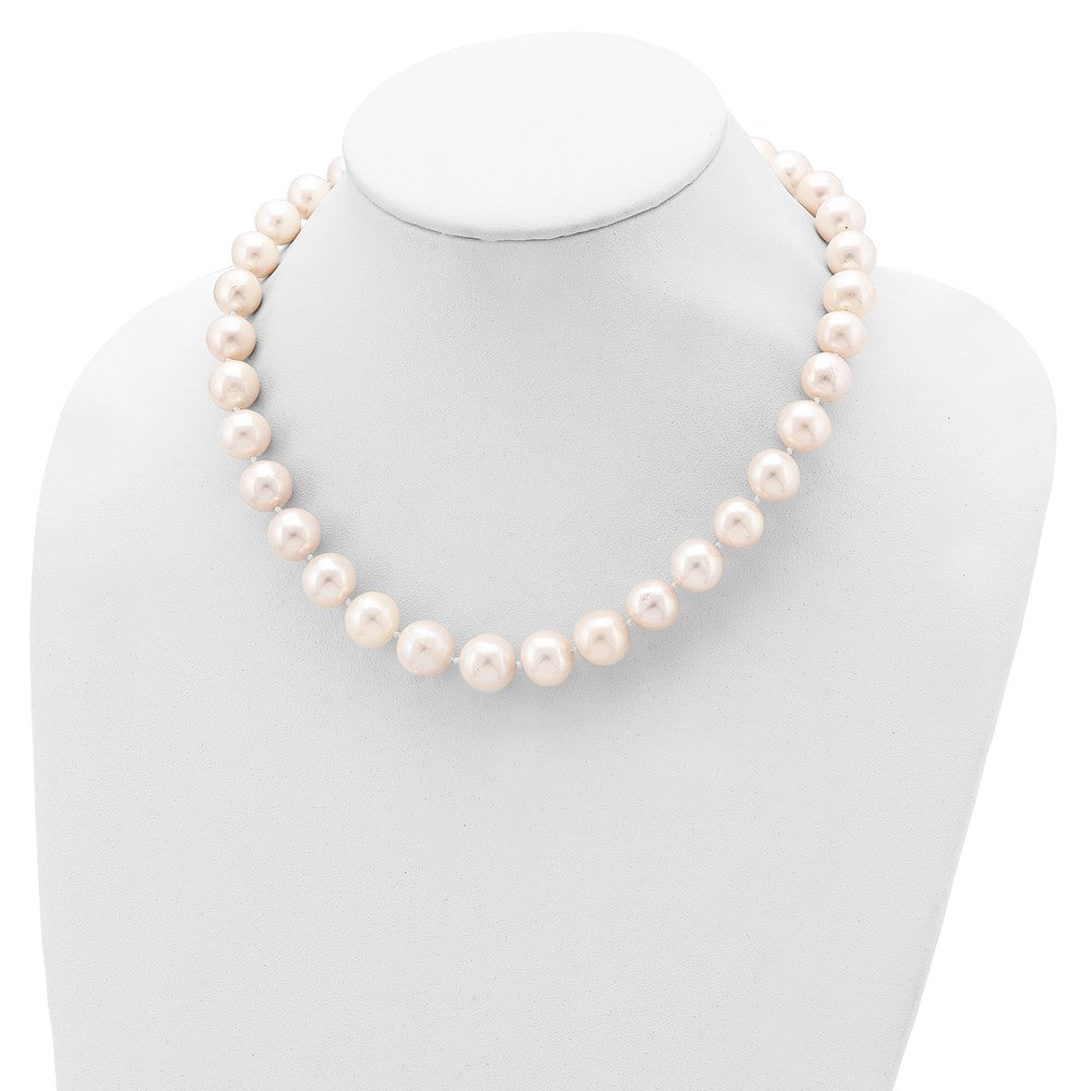 Sterling Silver Rhodium-plated 11-12mm White Near-Round Freshwater Cultured Pearl 24 inch NecklaceQH5151-18
