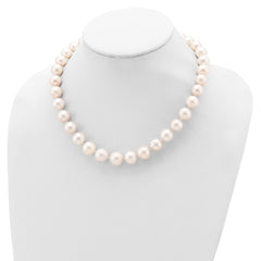 Sterling Silver Rhodium-plated 11-12mm White Near-Round Freshwater Cultured Pearl 24 inch NecklaceQH5151-18