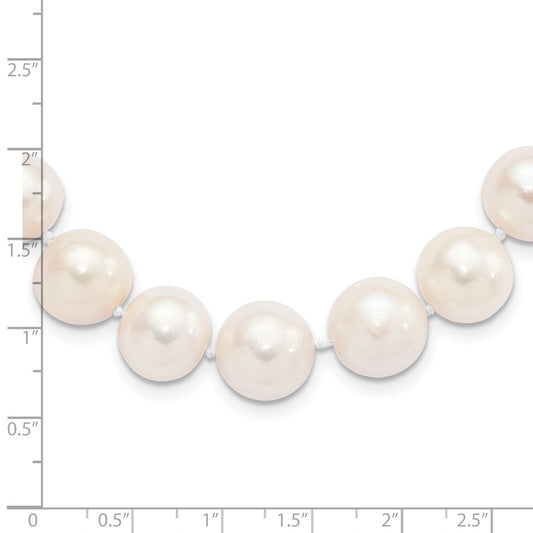 Sterling Silver Rhodium-plated 11-12mm White Near-Round Freshwater Cultured Pearl 20 inch NecklaceQH5151-18