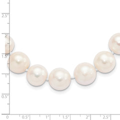 Sterling Silver Rhodium-plated 11-12mm White Near-Round Freshwater Cultured Pearl 20 inch NecklaceQH5151-18