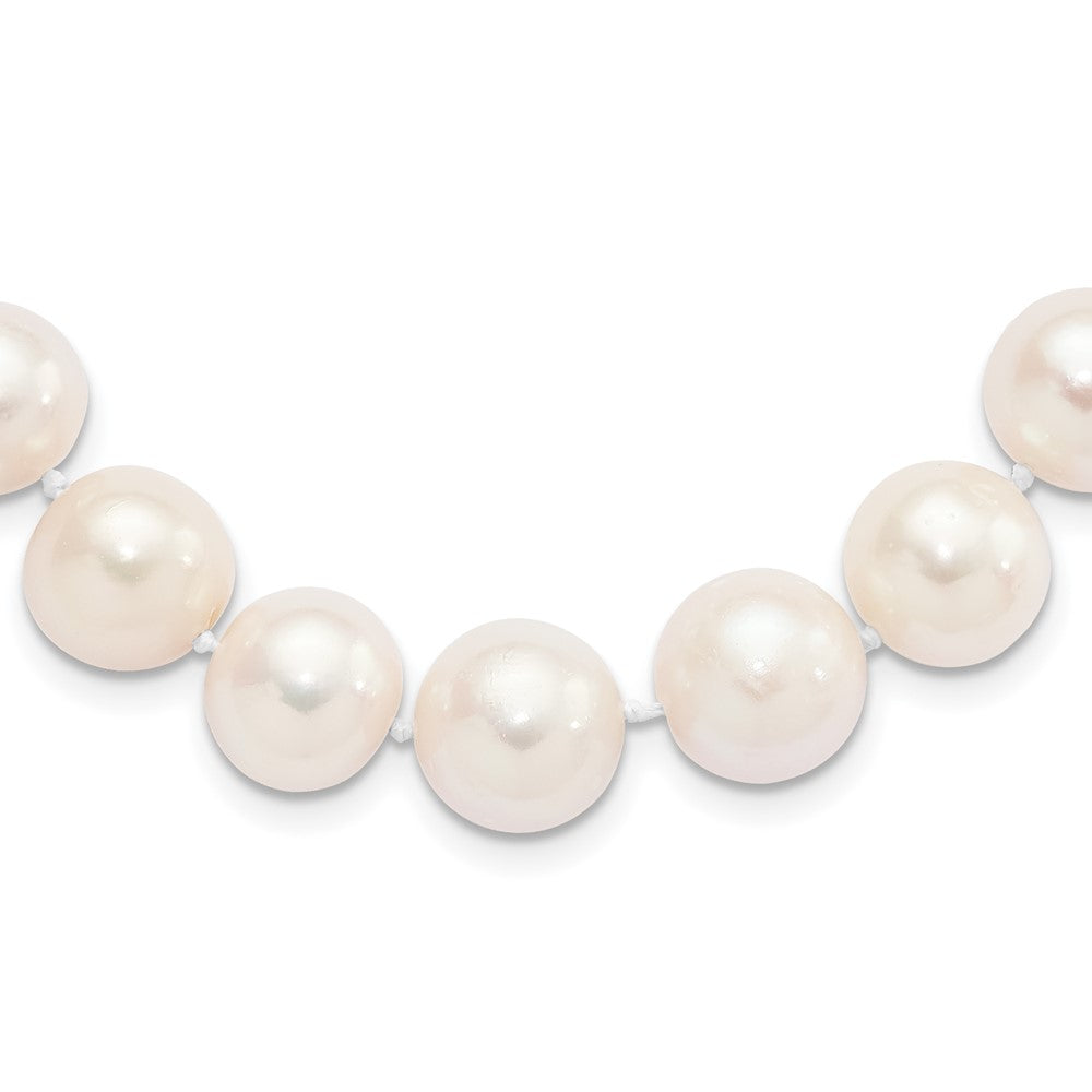 Sterling Silver Rhodium-plated 11-12mm White Near-Round Freshwater Cultured Pearl 18 inch NecklaceQH5151-18