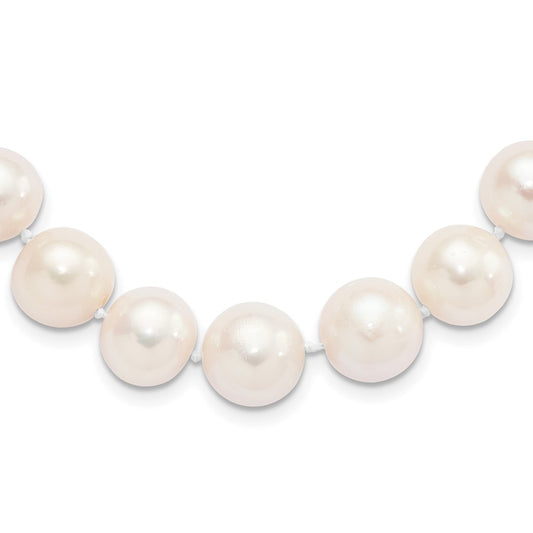 Sterling Silver Rhodium-plated 11-12mm White Near-Round Freshwater Cultured Pearl 18 inch NecklaceQH5151-18
