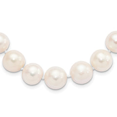 Sterling Silver Rhodium-plated 11-12mm White Near-Round Freshwater Cultured Pearl 18 inch NecklaceQH5151-18